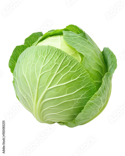 A large green cabbage with a white stem Transparent Background