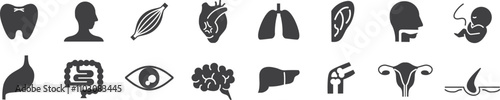 Human Body Icons set. Line Editable stroke Icons set collection vector. 
