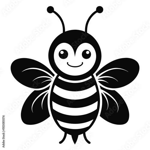 Cute bee silhouette vector Illustration 