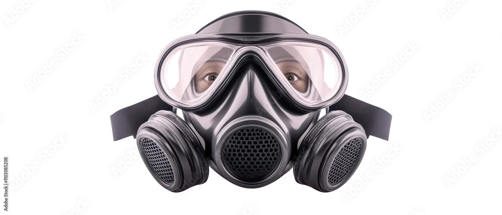 A person wearing a gas mask with goggles Transparent Background A person wearing a gas mask with goggles Transparent Background