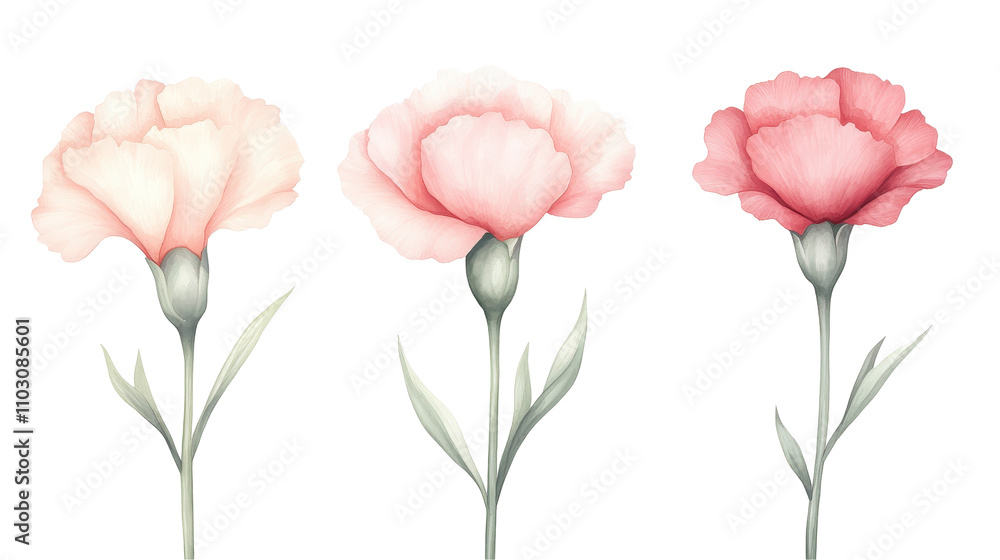 Three pink flowers are shown in a row Transparent Background Three pink flowers are shown in a row Transparent Background