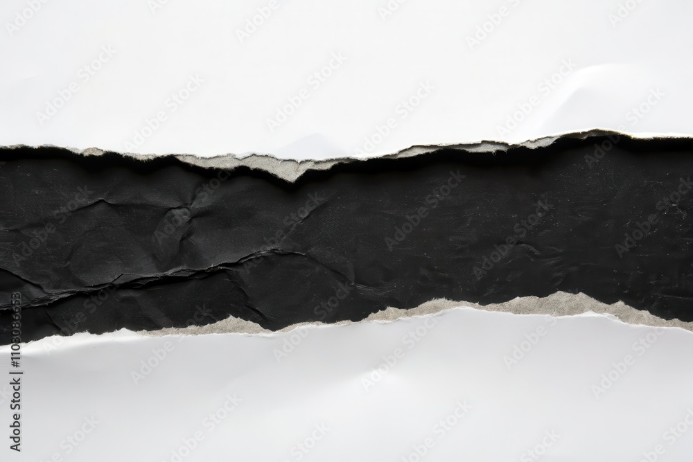 Torn Paper Reveals Dark Underneath Abstract Texture of White and Black Paper with Irregular Edges Torn Paper Reveals Dark Underneath Abstract Texture of White and Black Paper with Irregular Edges