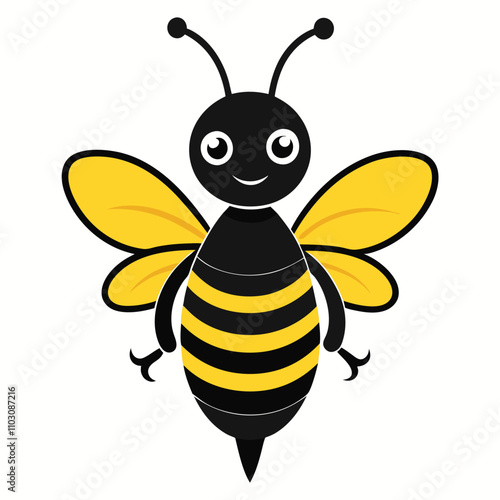 Cute bee silhouette vector Illustration 