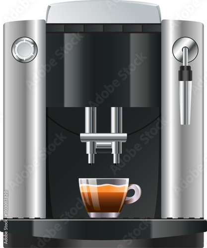 Coffee machine cartoon kitchen equipment. Espresso maker
