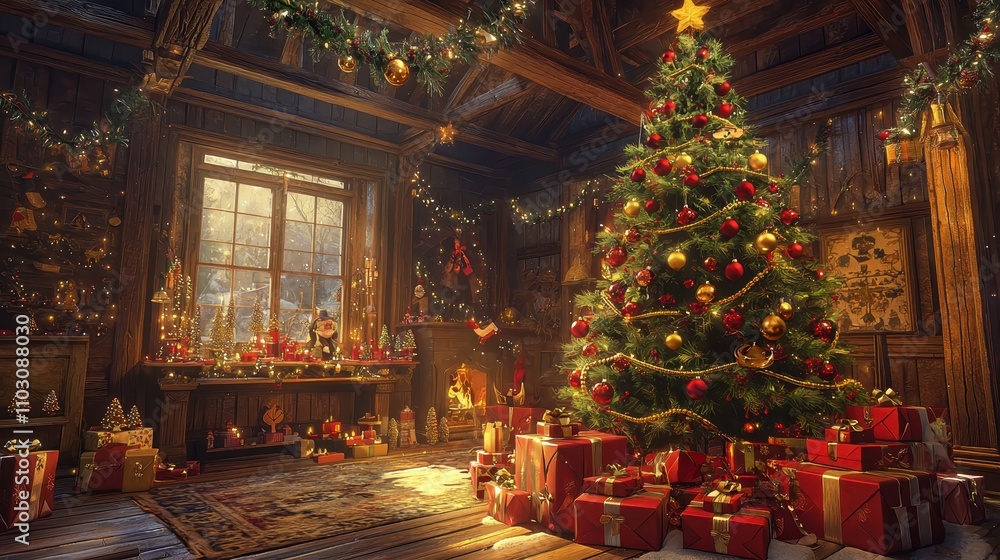 Rustic Charm of a Decorated Christmas Tree Rustic Charm of a Decorated Christmas Tree
