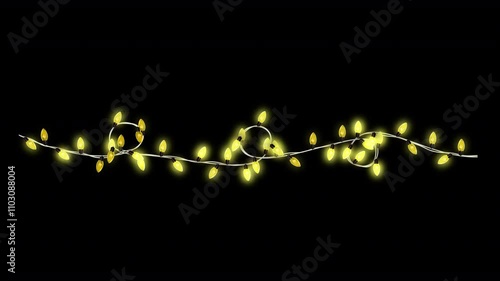 Warm White Holidays Party Lights String Overlay Element with Alpha Channel