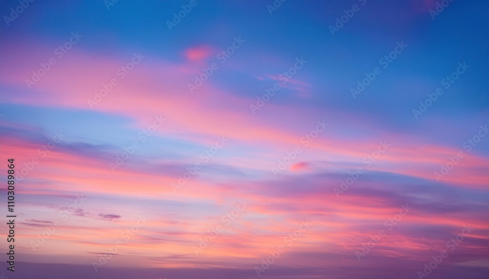 Obraz premium Dreamy Sunset Sky: A breathtaking panorama of the sky at sunset, showcasing a symphony of pink, purple, and blue hues, painting a mesmerizing scene of nature's artistry. 