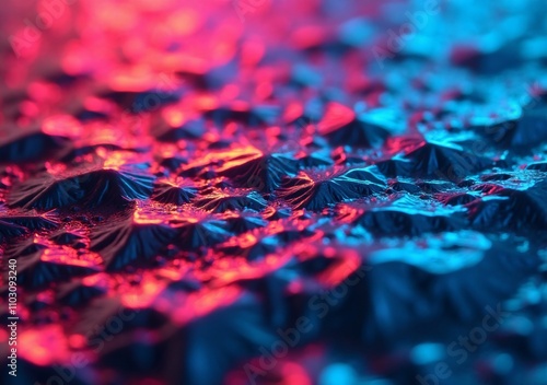 Vibrant reflections create colorful patterns on a textured surface at night