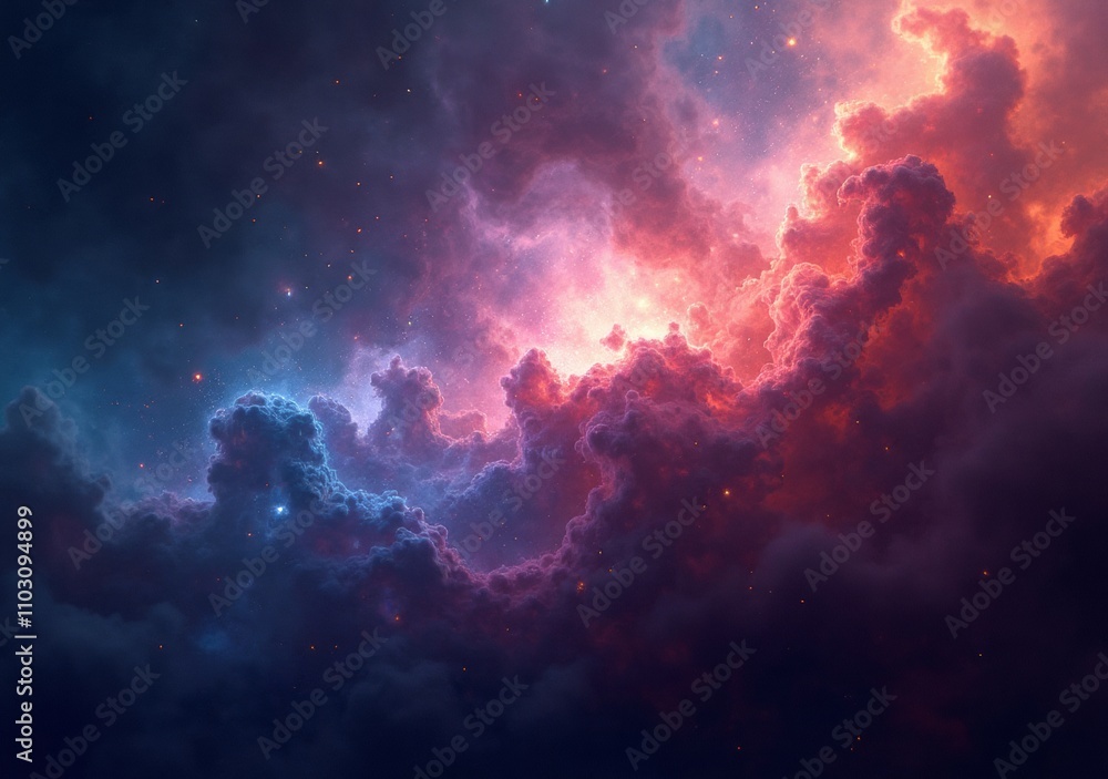 Stunning cosmic clouds illuminated by vibrant pink and blue hues in deep space Stunning cosmic clouds illuminated by vibrant pink and blue hues in deep space