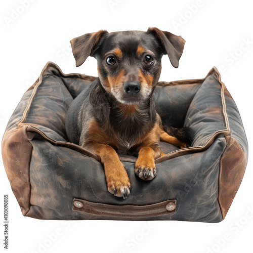 Durable dog bed designed to withstand chewing and scratching white background png