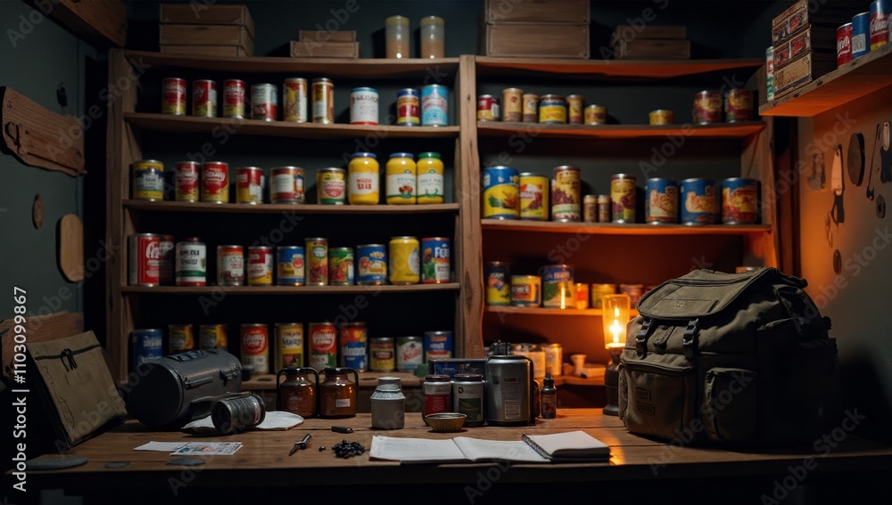 Survival Supplies Food And Medicine Survivalism Concep Survival Supplies Food And Medicine Survivalism Concep