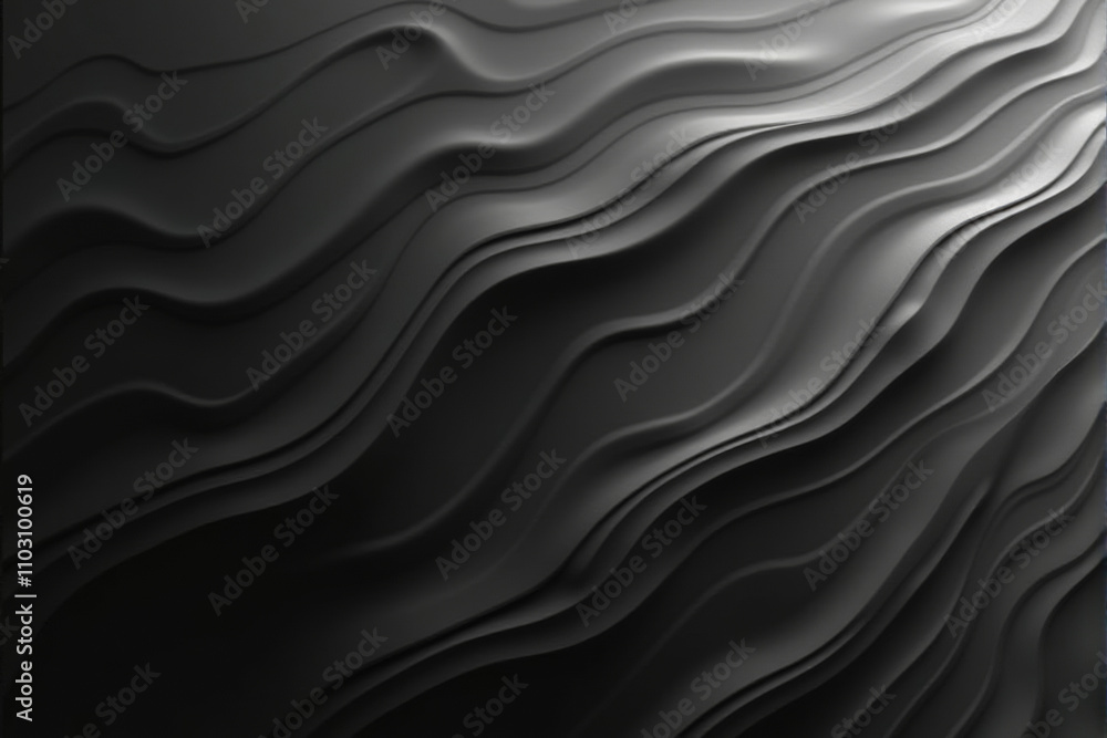 A minimalist abstract artwork with layered waves in shades of gray, creating a sense of depth and texture.