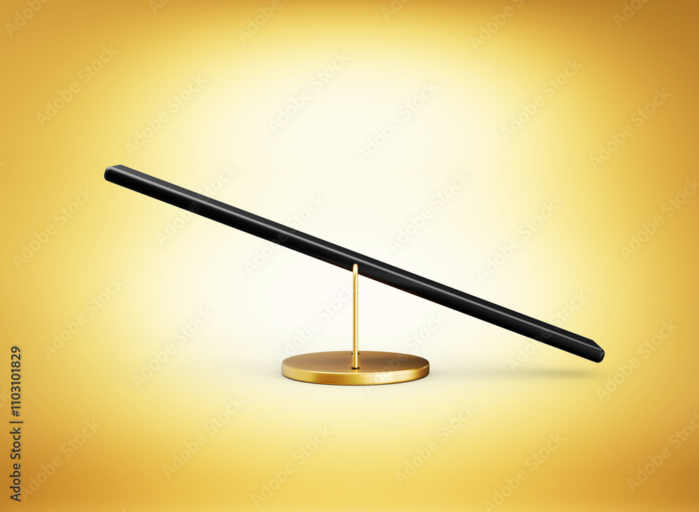 Sleek Balance Scale With Black Beam On Golden Stand Leverage And Equilibrium Concept 3D Illustration Sleek Balance Scale With Black Beam On Golden Stand Leverage And Equilibrium Concept 3D Illustration