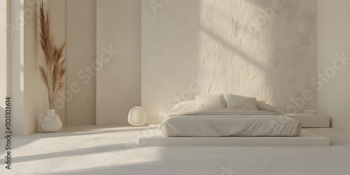 Warm sunlight shines into the room through the window, wallpaper, photography, interior, bedroom, room, commercial, advertising, background, warm and comfortable