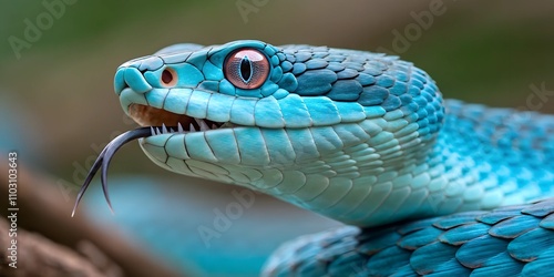 Brightly colored snake with striking blue scales in natural habitat