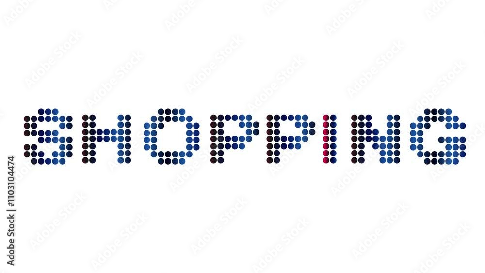 Animated Shopping text and motion effect title with dots on white background. Proress Format. Animated Shopping text and motion effect title with dots on white background. Proress Format.