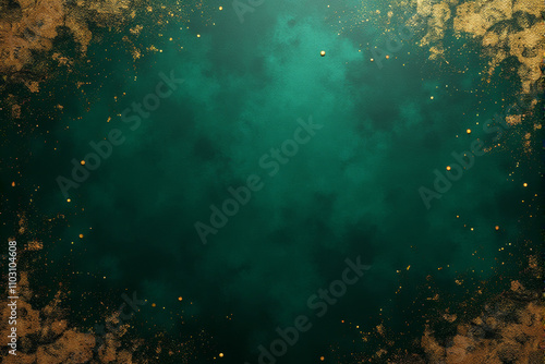 A luxurious  emerald green background with a golden ornate border.