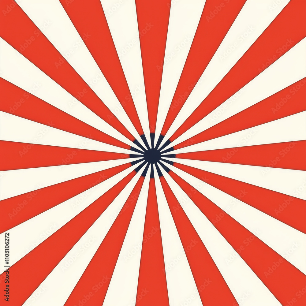 Fototapeta premium A bold, dynamic radial design with striking red and white stripes, perfect for background use in various creative projects.