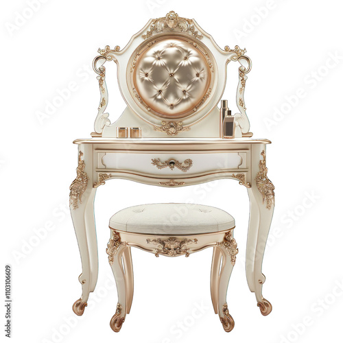 Glamorous Vanity Seat isolated on white background png photo