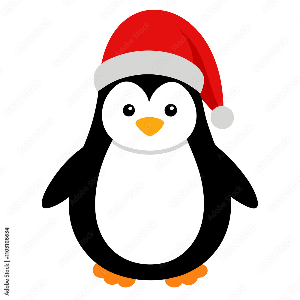 Fototapeta premium Penguin wearing a Santa Claus hat