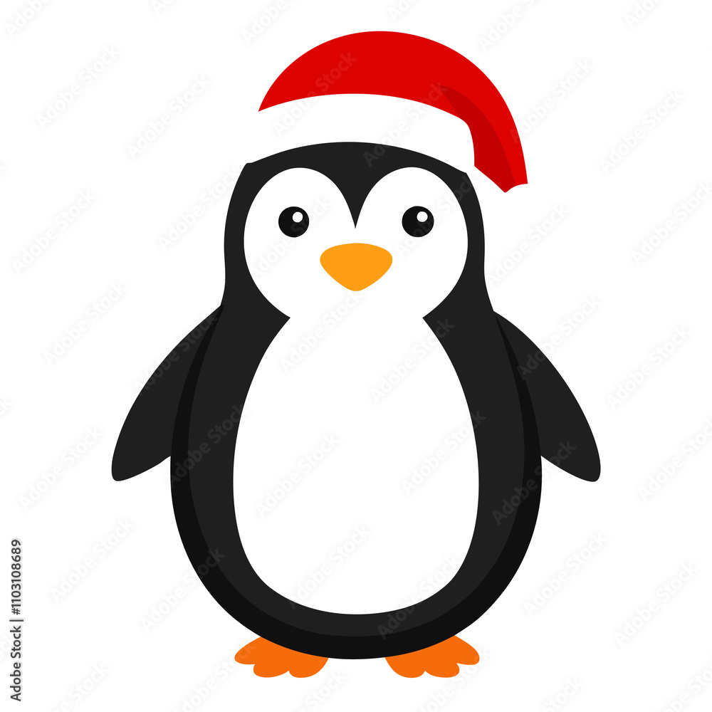 Fototapeta premium Penguin wearing a Santa Claus hat
