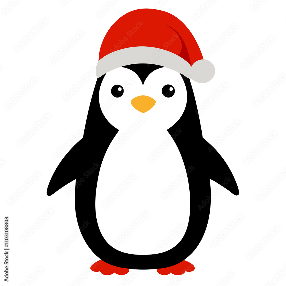 Fototapeta premium Penguin wearing a Santa Claus hat