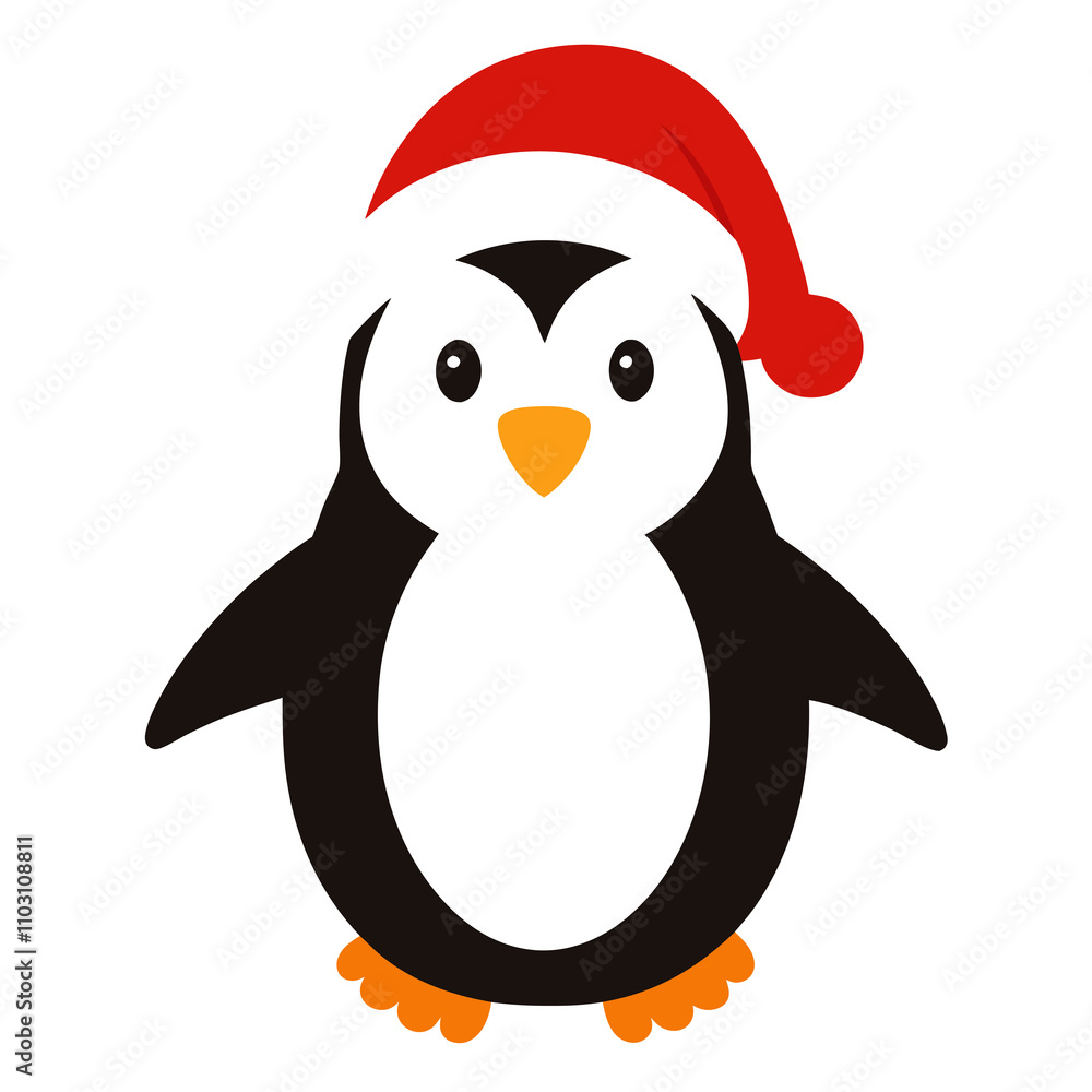 Fototapeta premium Penguin wearing a Santa Claus hat