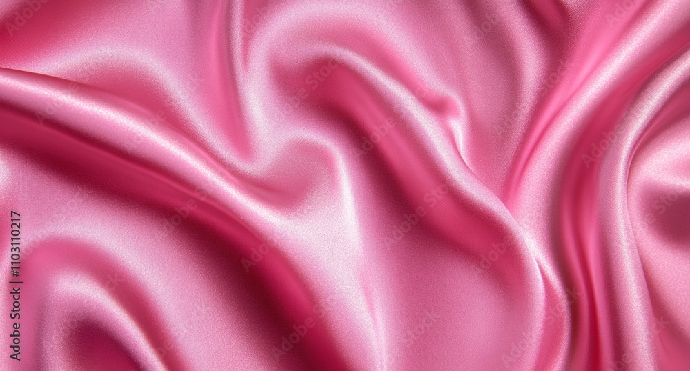 Fototapeta premium Pink satin fabric, draped and flowing in an elegant display of texture and color.