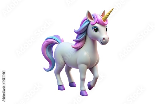 Unicorn 3d icon, figure, object, design, creative, modern, graphic, vector, illustration, on white background photo