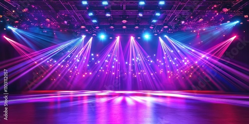 A concert arena illuminated by vibrant laser lights synchronized to music  capturing the thrill of live performances.