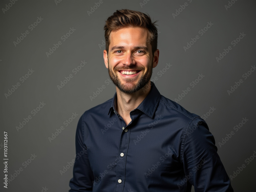 A photo of entrepreneur smiling on background A photo of entrepreneur smiling on background