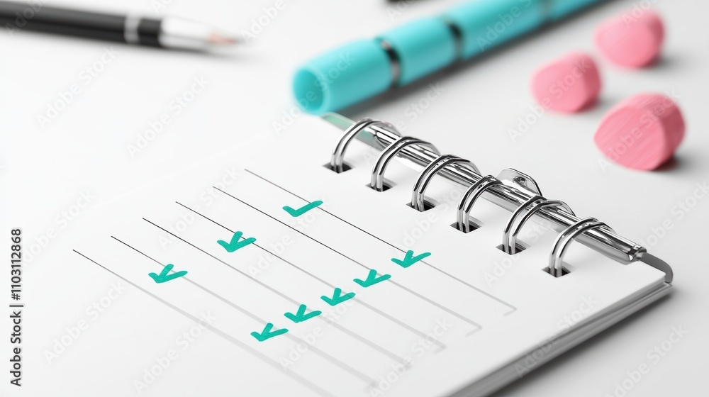 A clipboard holding a to do list with several items marked with green checkmarks, indicating progress and accomplishment. A clipboard holding a to do list with several items marked with green checkmarks, indicating progress and accomplishment.