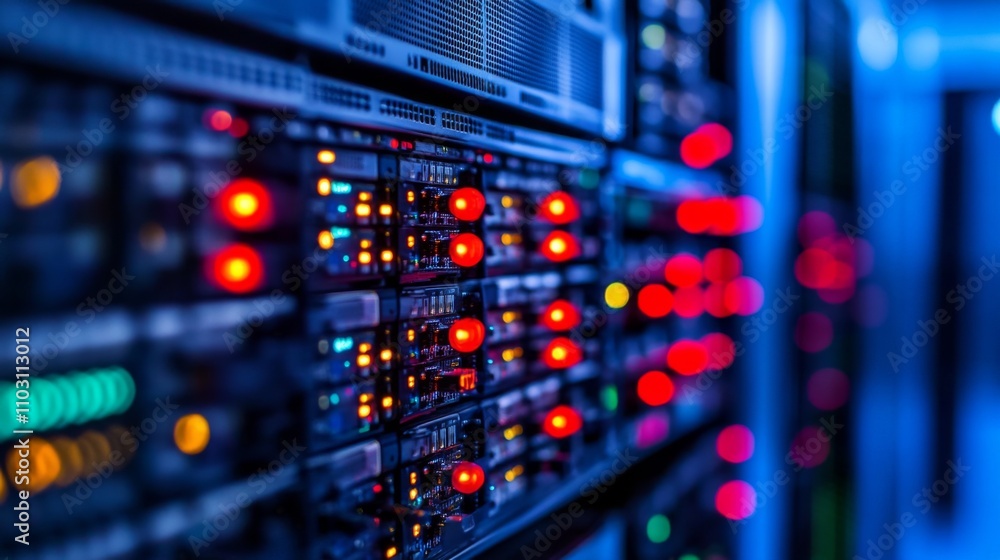 Server Room with Neatly Organized Servers and Equipment on Racks – Internet Infrastructure Displayed in Picture Server Room with Neatly Organized Servers and Equipment on Racks – Internet Infrastructure Displayed in Picture