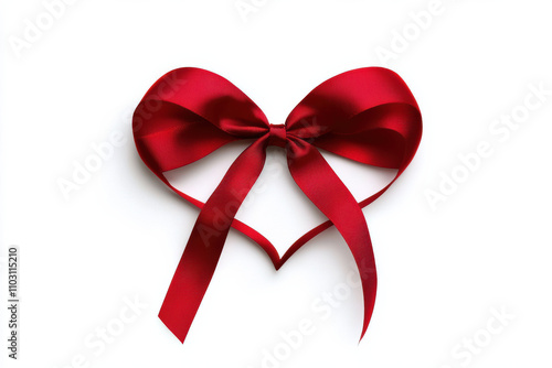 a candy cane heart tied with a bow, A vibrant red ribbon tied in a heart shape, symbolizing love and affection, perfect for gift wrapping and romantic occasions.