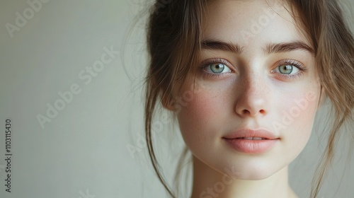 Portrait of a Young Woman with Natural Beauty and Soft Features