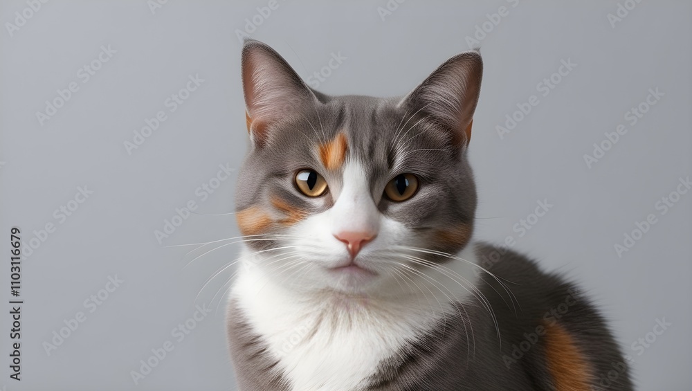 A beautiful white tabby kitten with piercing green eyes looks directly at the camera, its adorable face framed by soft, white fur A beautiful white tabby kitten with piercing green eyes looks directly at the camera, its adorable face framed by soft, white fur