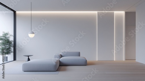 2409_022.3d rendering architectural visualization of a stylish modern family room for  shop  front elevation view  advanced model full scene  800 mm  tint shift  elegant lighting with pendant lamps 