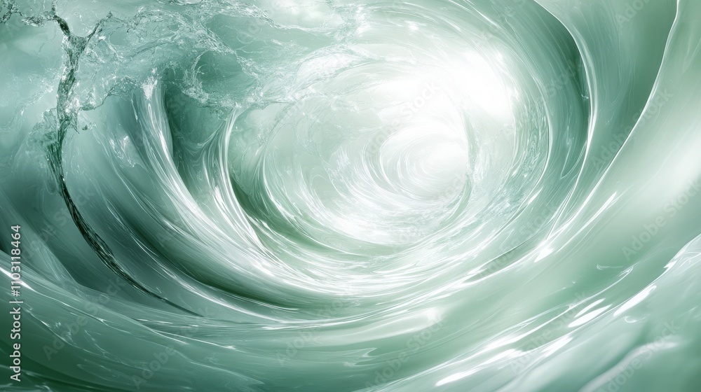 Swirling Water Waves Creating a Mystical Effect with Soft Green Tones, Bright Highlights, and Smooth Flow for Nature and Abstract Imagery Swirling Water Waves Creating a Mystical Effect with Soft Green Tones, Bright Highlights, and Smooth Flow for Nature and Abstract Imagery