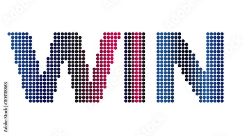 Animated Win text and motion effect title with dots on white background. Proress Format. photo