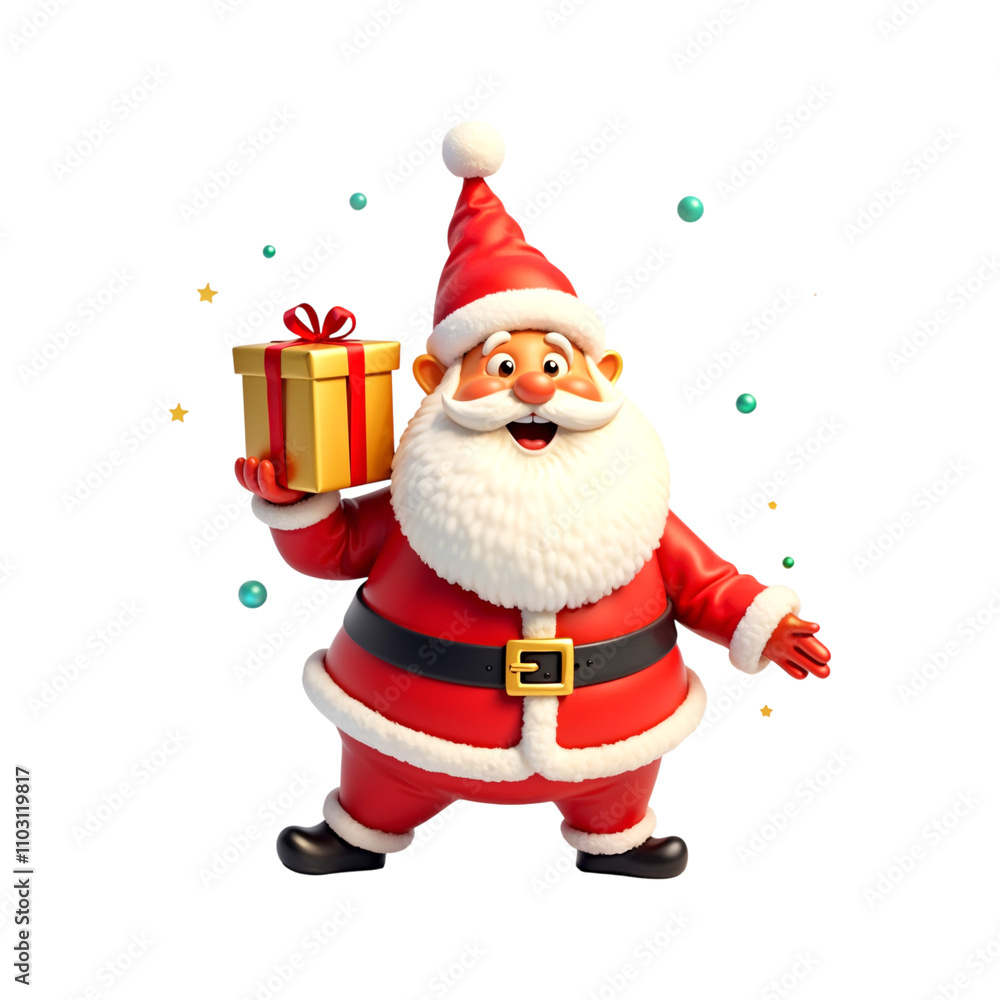 3d cartoon Santa Claus with gift box isolated on transparent background. Santa png. Christmas. New year 3d cartoon Santa Claus with gift box isolated on transparent background. Santa png. Christmas. New year
