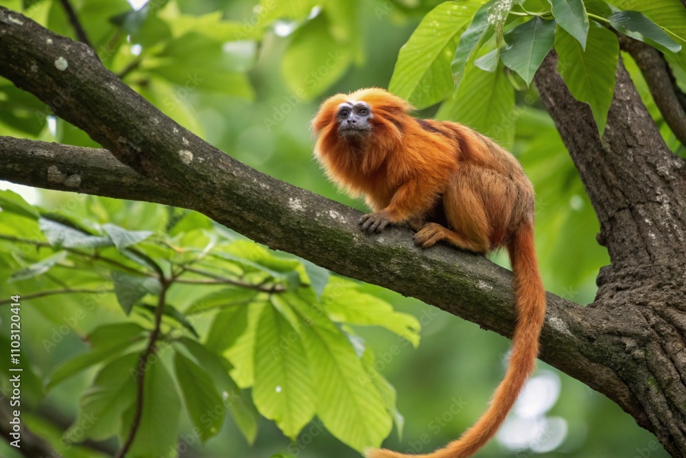 Fototapeta premium Lion tamarin on the tree