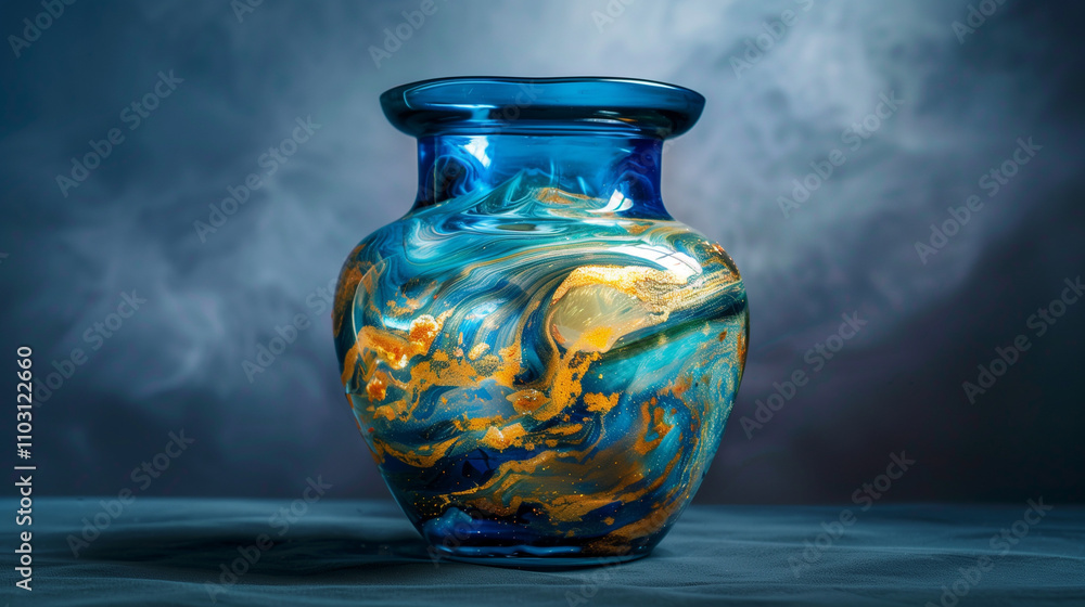 a glass jar with a blue and gold substance inside
a glass jar with a blue and gold substance inside