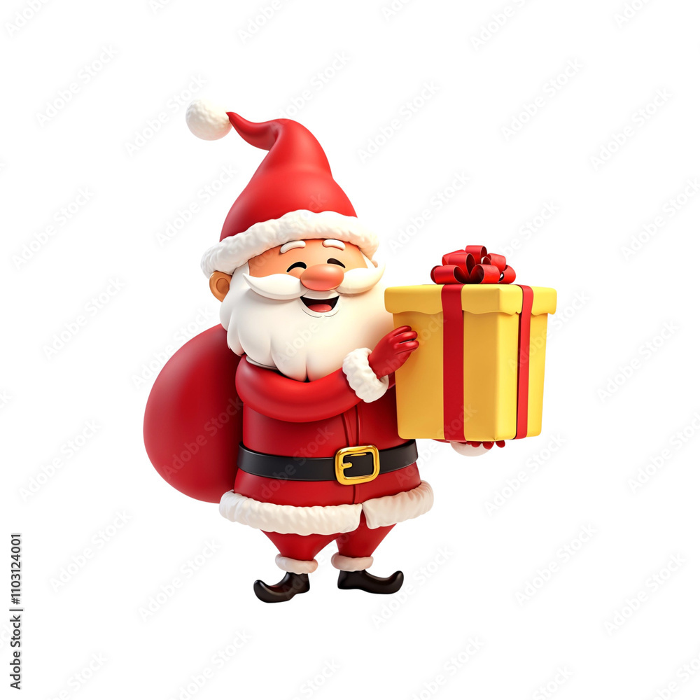 3d cartoon Santa Claus with gift box isolated on transparent background. Santa png. Christmas. New year 3d cartoon Santa Claus with gift box isolated on transparent background. Santa png. Christmas. New year