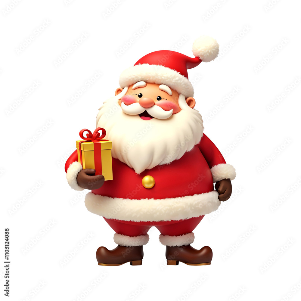 3d cartoon Santa Claus with gift box isolated on transparent background. Santa png. Christmas. New year 3d cartoon Santa Claus with gift box isolated on transparent background. Santa png. Christmas. New year
