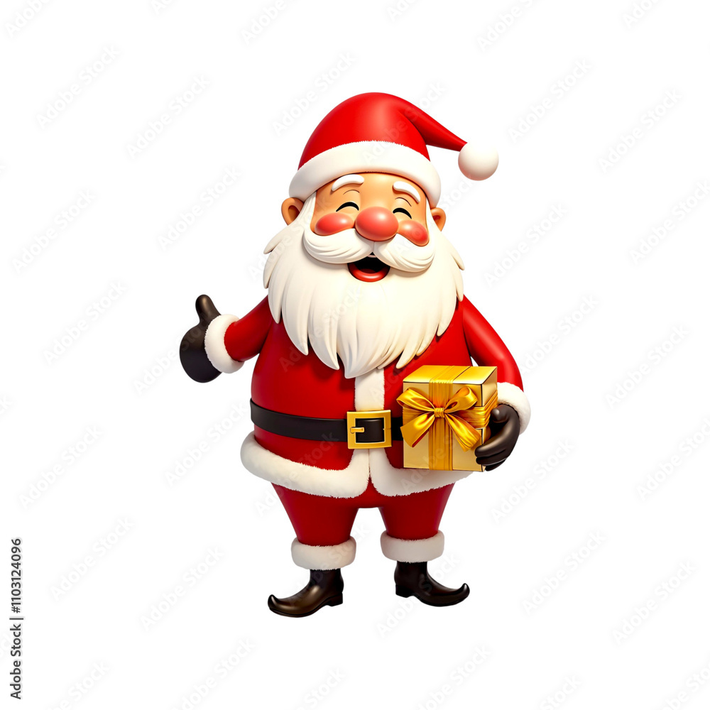 3d cartoon Santa Claus with gift box isolated on transparent background. Santa png. Christmas. New year 3d cartoon Santa Claus with gift box isolated on transparent background. Santa png. Christmas. New year