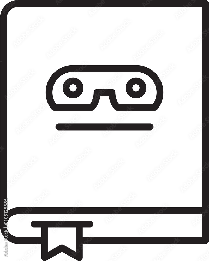 Cute Book Emoji Line Illustration Cute Book Emoji Line Illustration