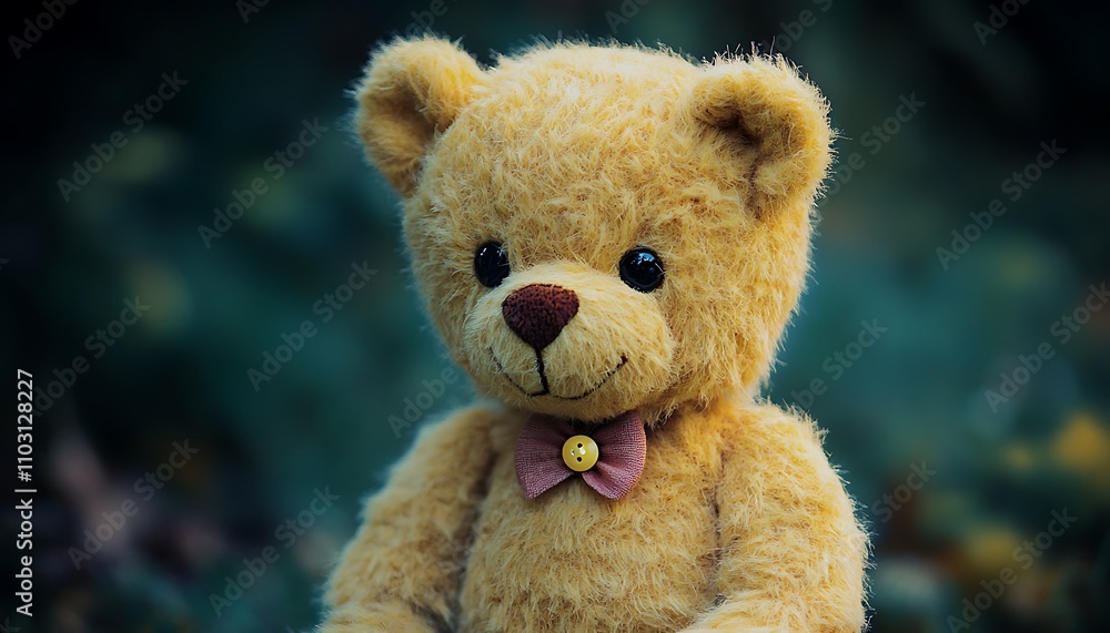 Here is the image of a teddy bear with a bowtie Here is the image of a teddy bear with a bowtie