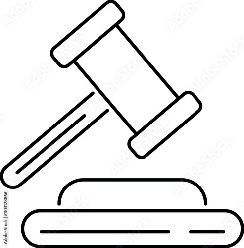 A black and white drawing of a gavel on a wooden surface