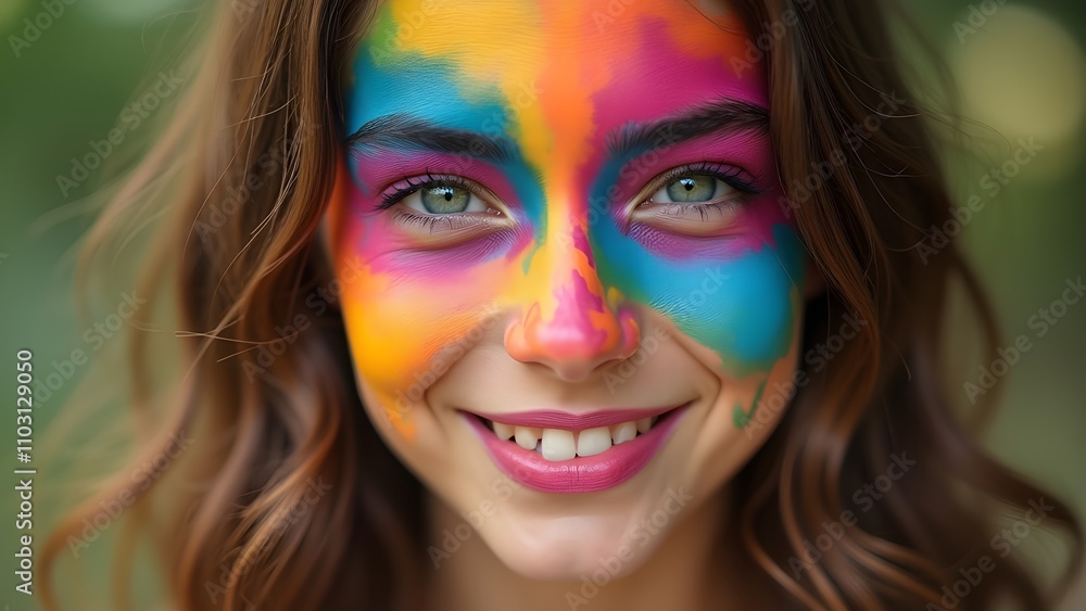 I colori dell'inclusione, ritratto di donna con colori arcobaleno I colori dell'inclusione, ritratto di donna con colori arcobaleno