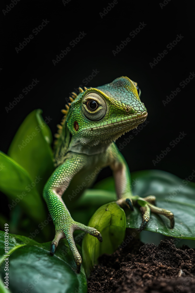 Obraz premium Common green forest lizard - Calotes calotes